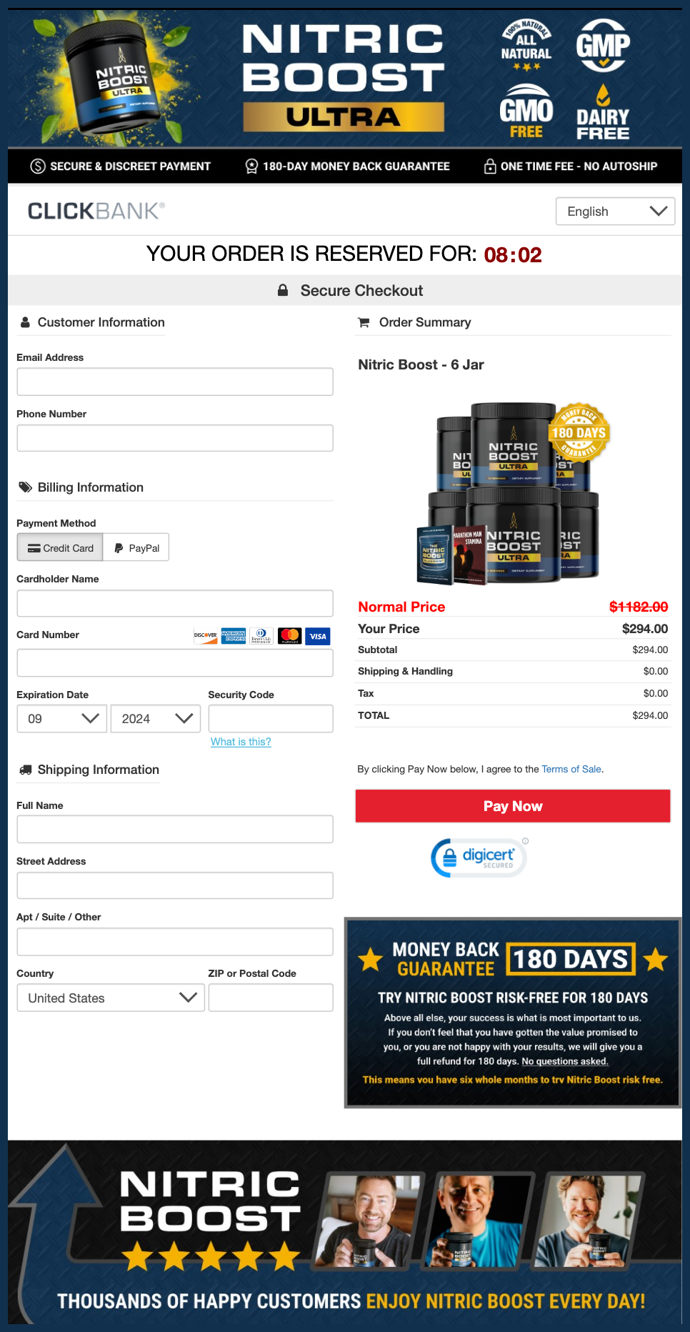 Nitric Boost Official Website Secure Order Page